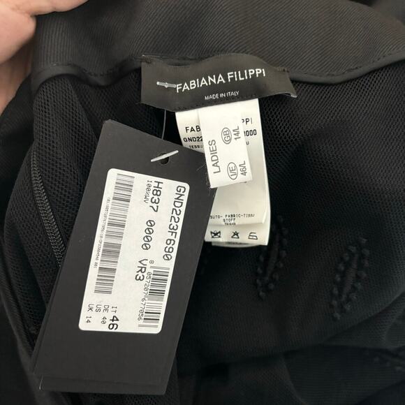 Fabiana Filippi Embroidered Tulle & Wool Twill Midi Skirt Black Size 10 NWT - Picture 10 of 10